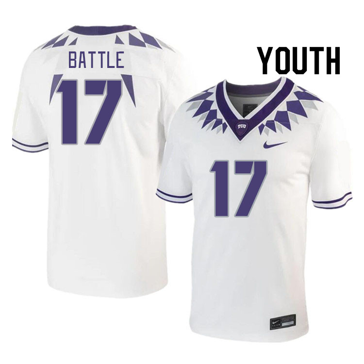 Youth #17 Trent Battle TCU Horned Frogs 2023 College Footbal Jerseys Stitched-White